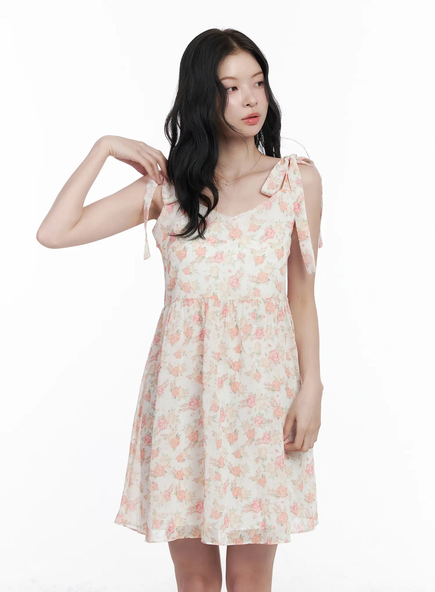 Chiffon Floral Tie Strap Mini Dress CA509