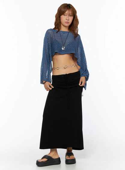 Basic Drawstring Maxi Skirt CU517