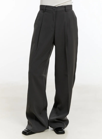 Basic Pin-Tuck Wide Leg Slacks CM505