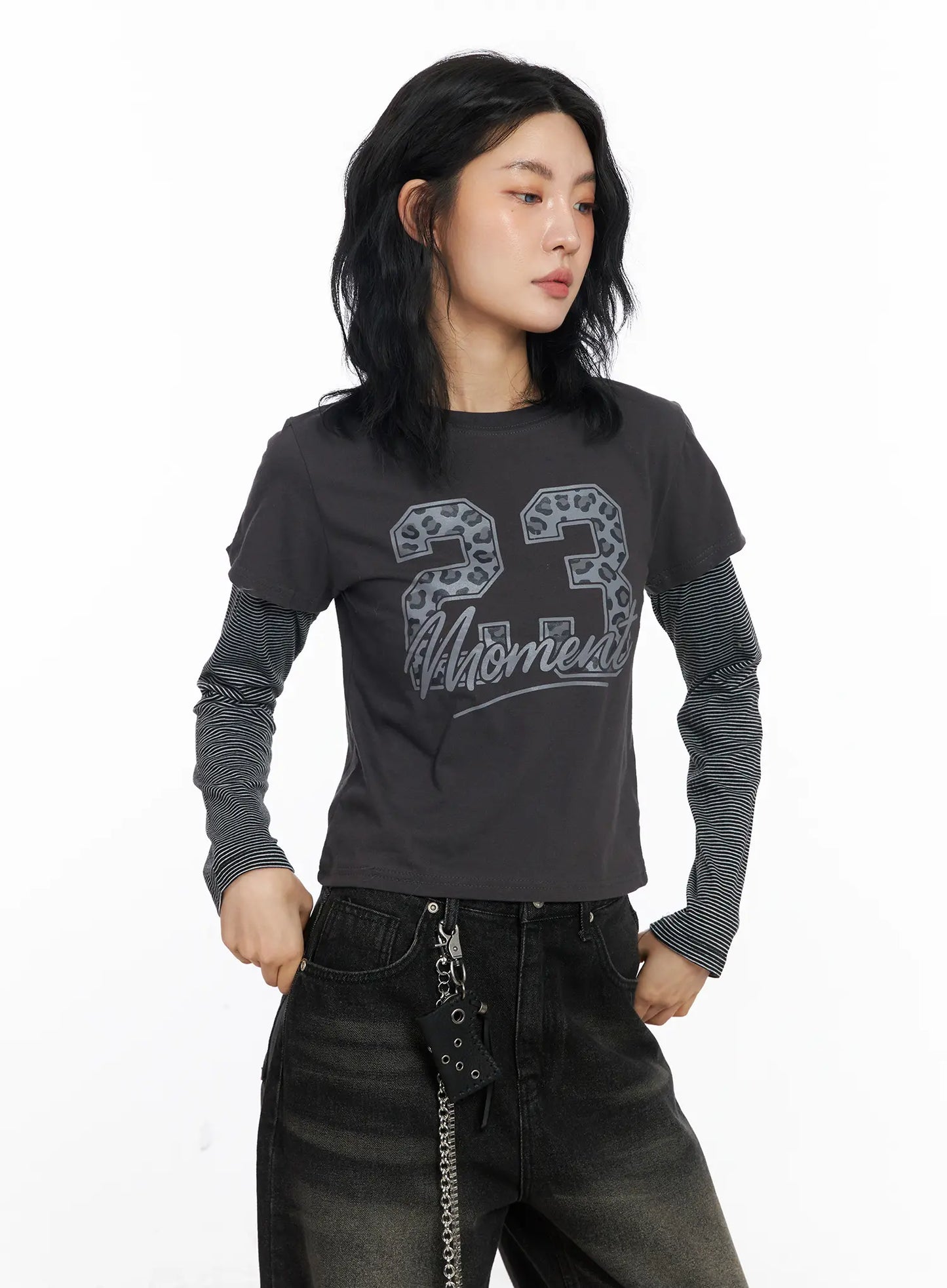 23 Graphic Layered Long Sleeve Top CJ523