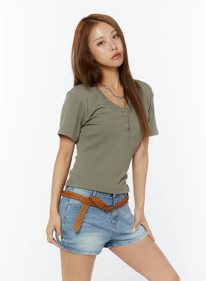 Casual V-Neck Short Sleeve Tee CY520