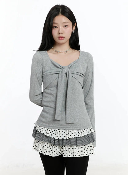 Bow Tie Long Sleeve Top IM519
