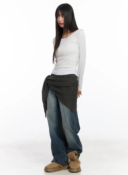 Classic U-Neck Long Sleeve Top CD518