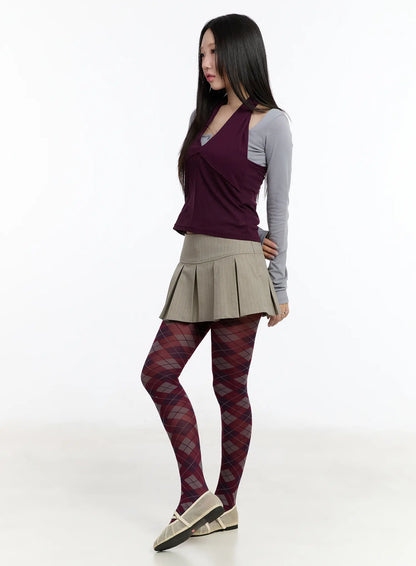 Chic Striped Pleated Mini Skirt CM511