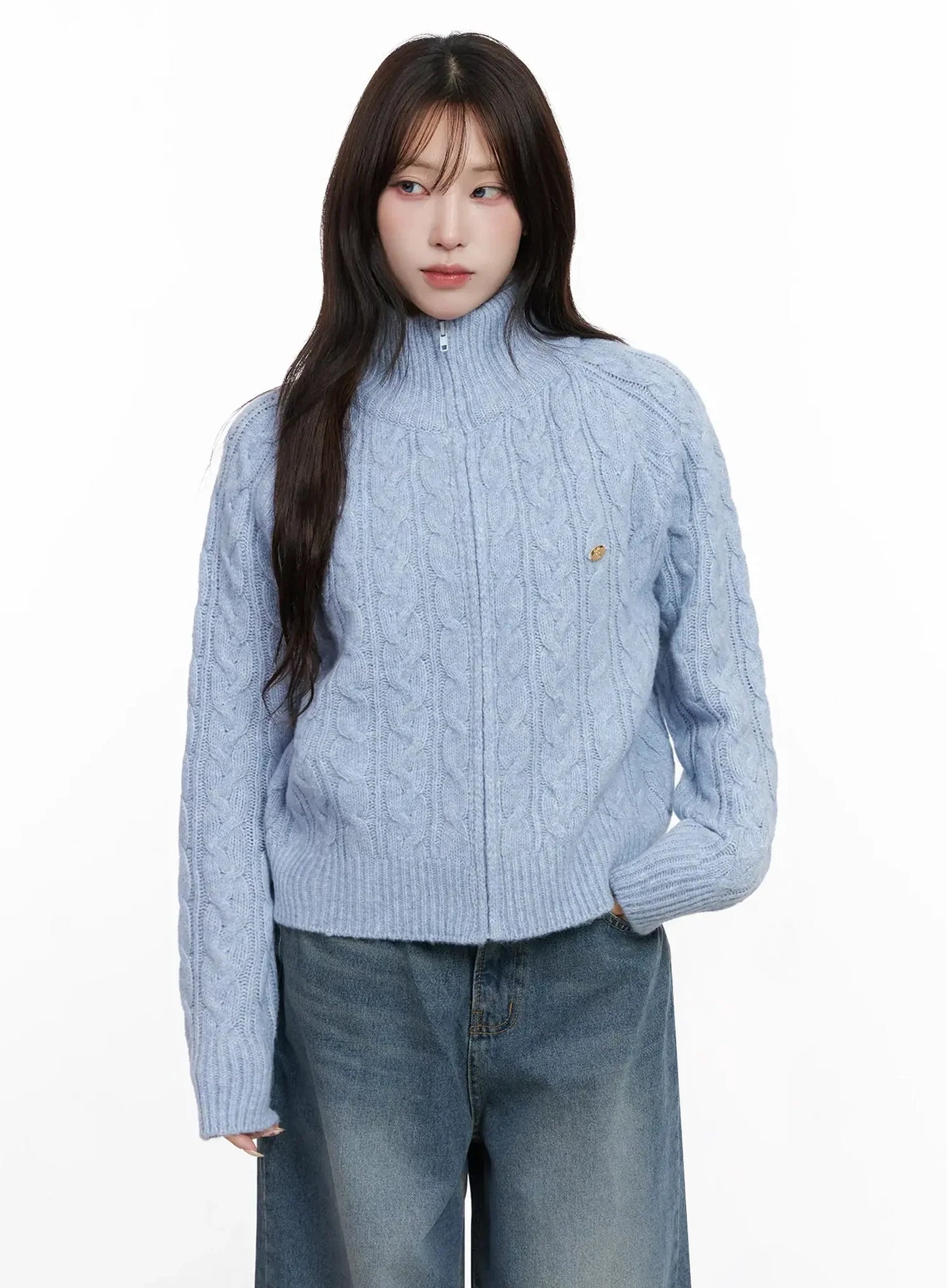 Cable Knit Zip-Up Jacket IN525