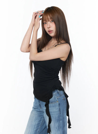 Asymmetrical Ruched Sleeveless Top CY529