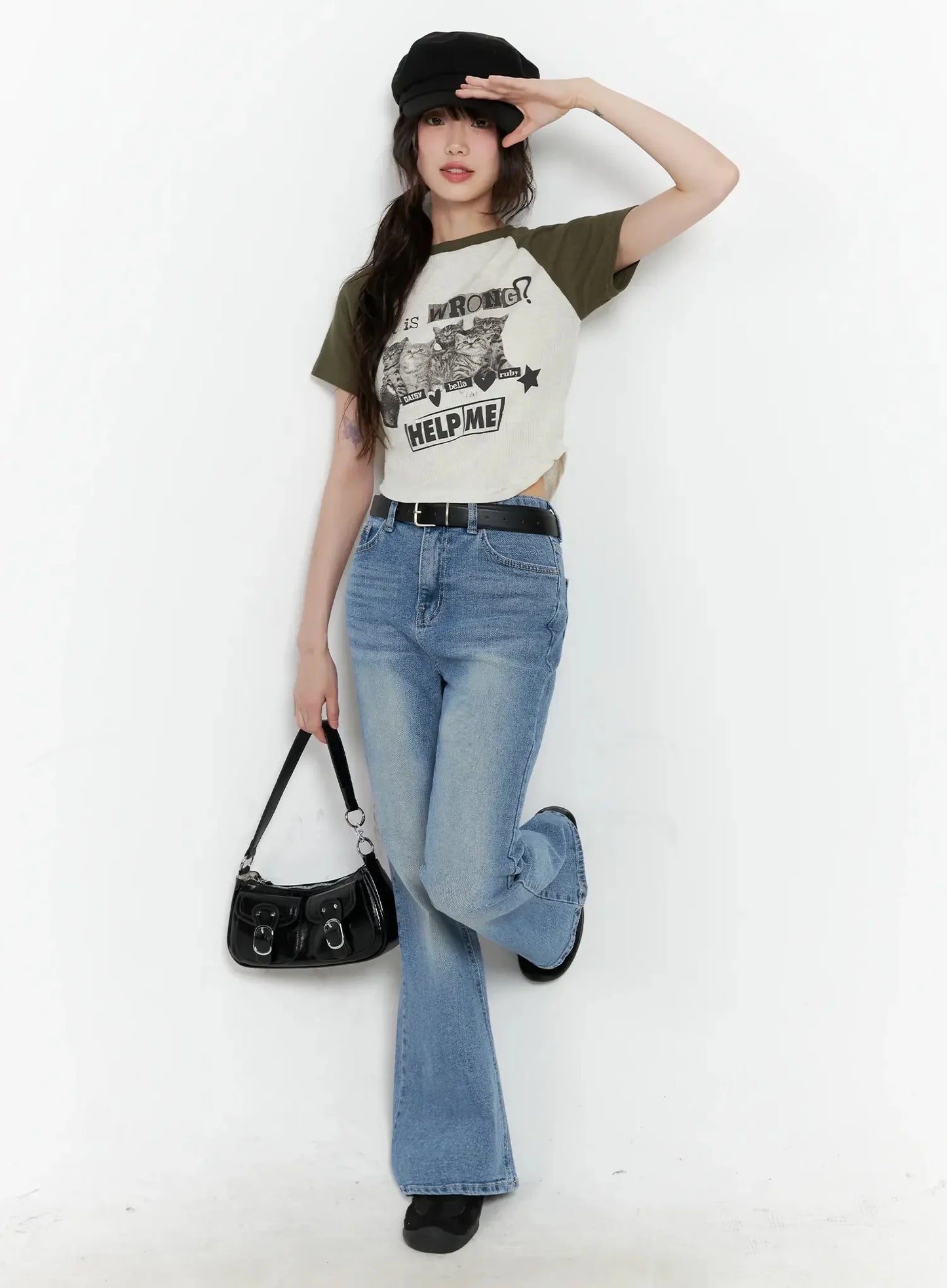 Cat Graphic Raglan Tee IL531