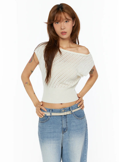 Chic Off-Shoulder Knit Top CU517