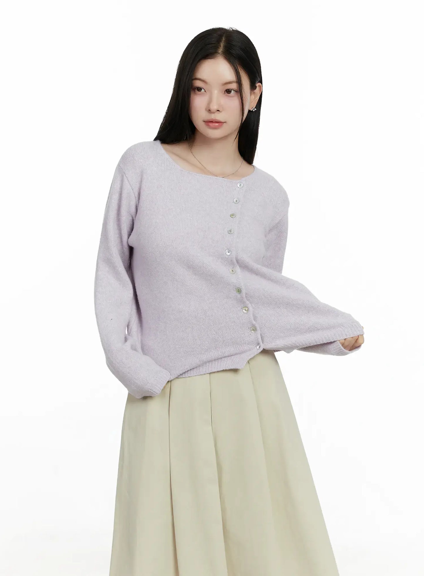 Asymmetrical Button Long Cardigan F502