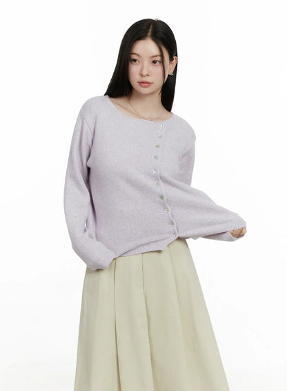 Asymmetrical Button Long Cardigan F502