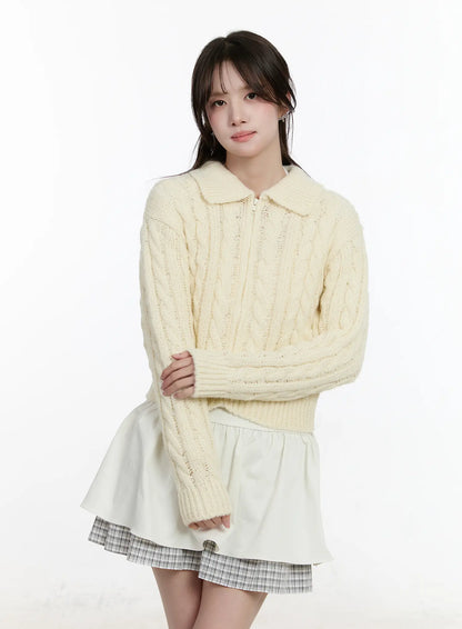 Cable Knit Zip-Up Jacket CM510