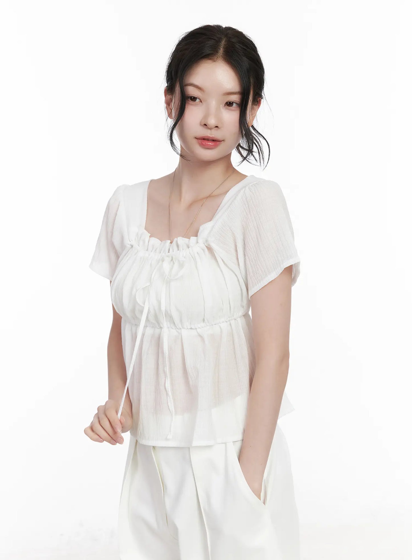 Chiffon Ruffle Short Sleeve Blouse CA510