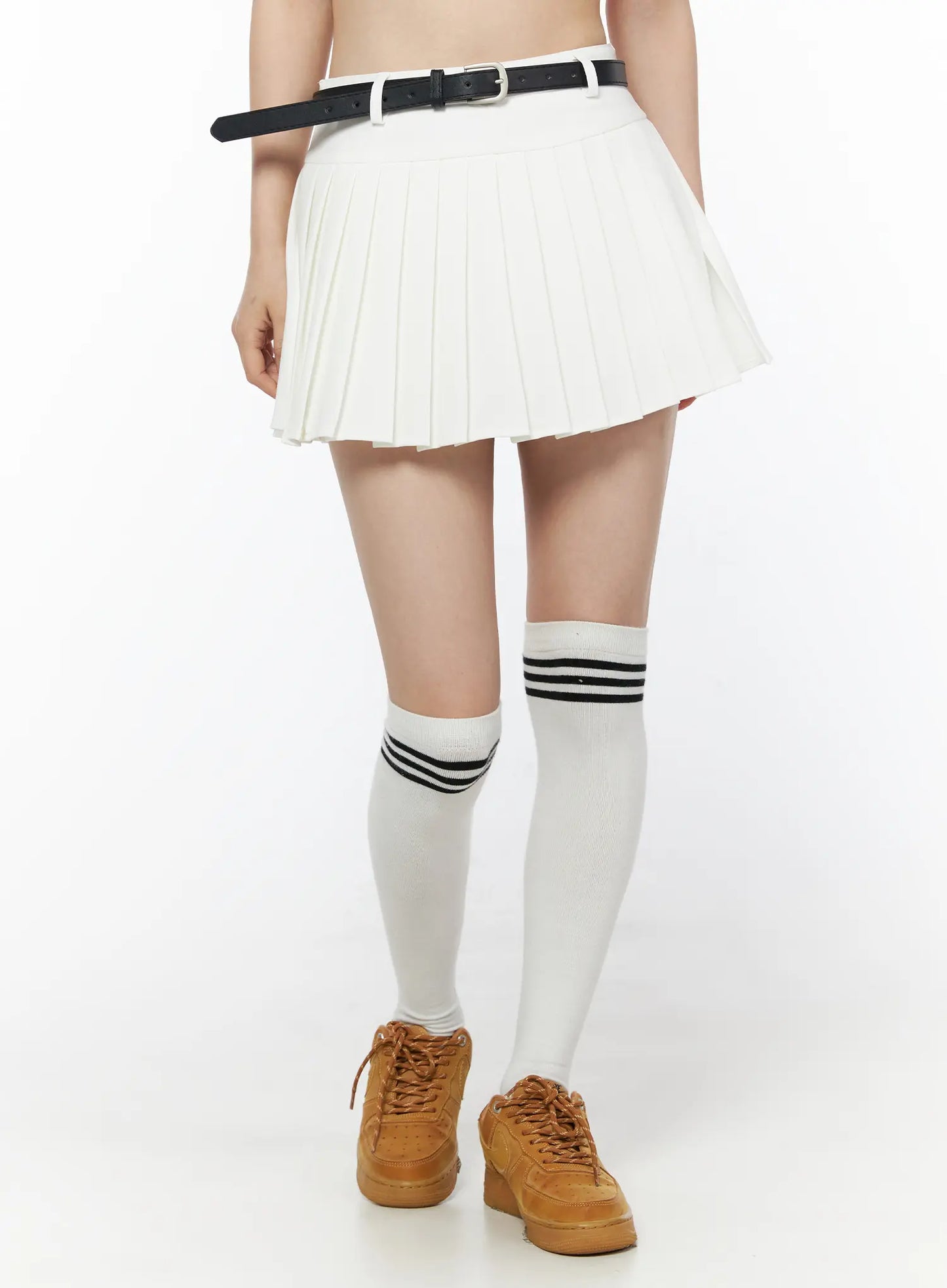 Belted Pleated Mini Skirt CU511