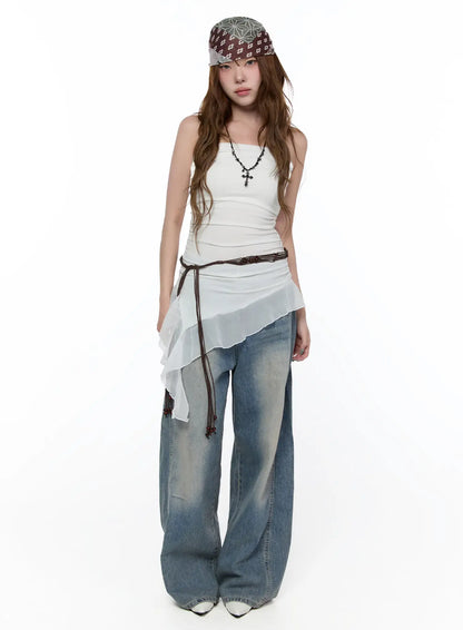 Chiffon Asymmetric Tank Top CA521