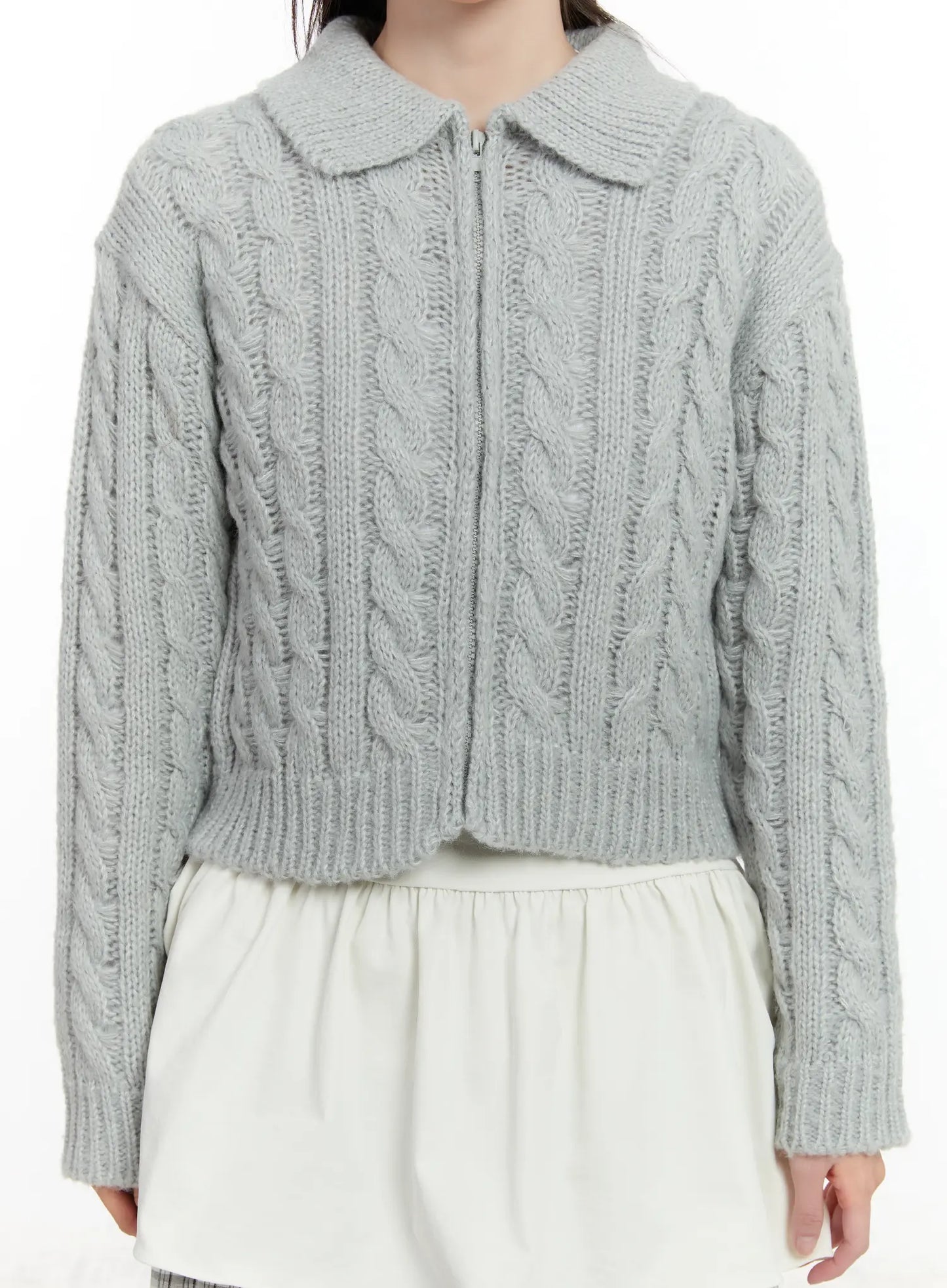 Cable Knit Zip-Up Jacket CM510