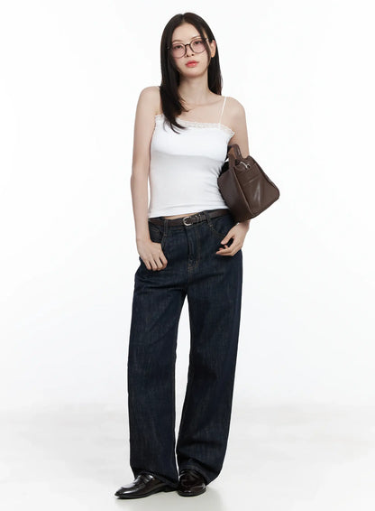 Basic Ribbed Lace Tank Top IF520