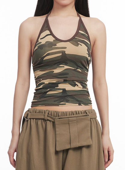 Camo Halter-Neck Cami Top IM528