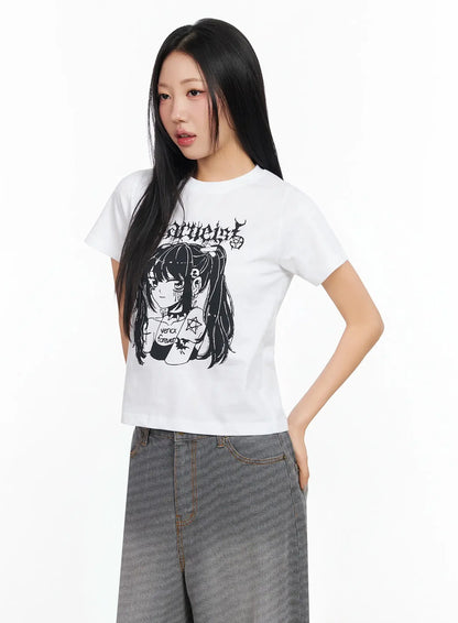 Anime Print Graphic T-Shirt CA513