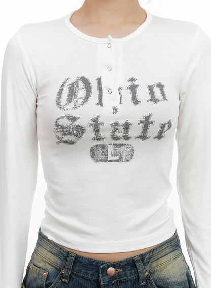 Buttoned Graphic Long Sleeve CG423