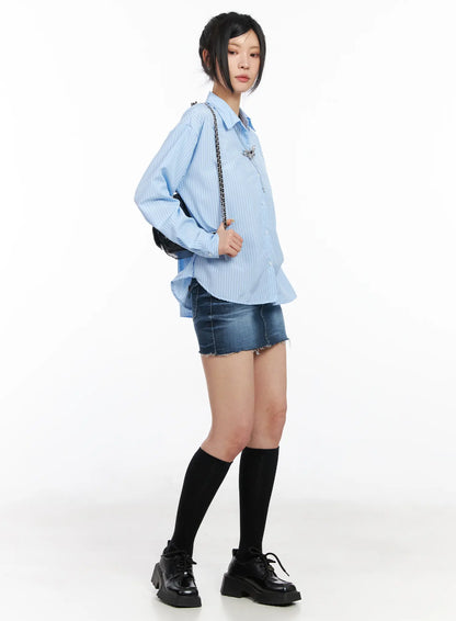 Classic Striped Button-Up Shirt CM516