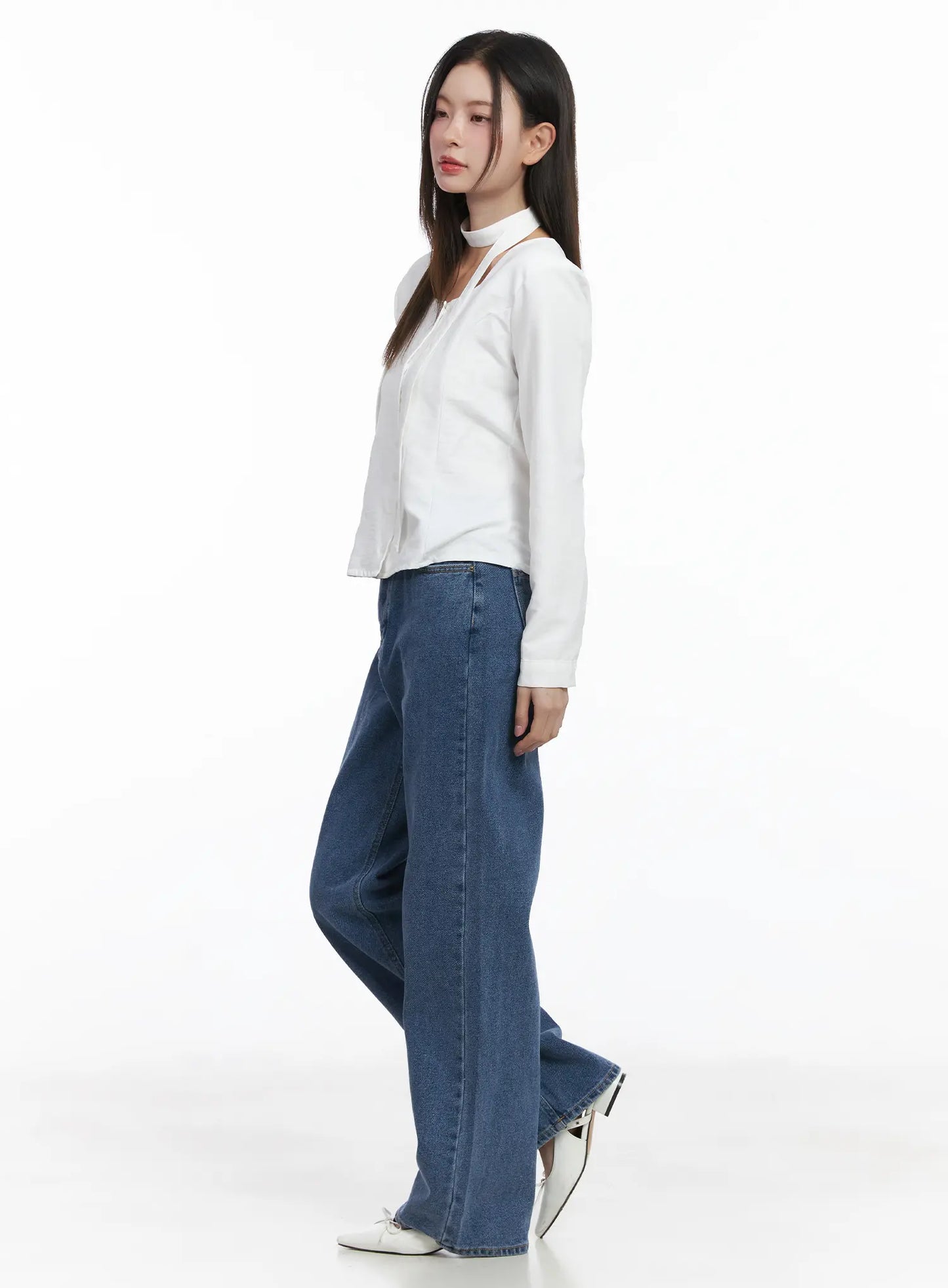 Ashlyn High-Waist Fleece-Lined Wide-Leg Jeans CJ507
