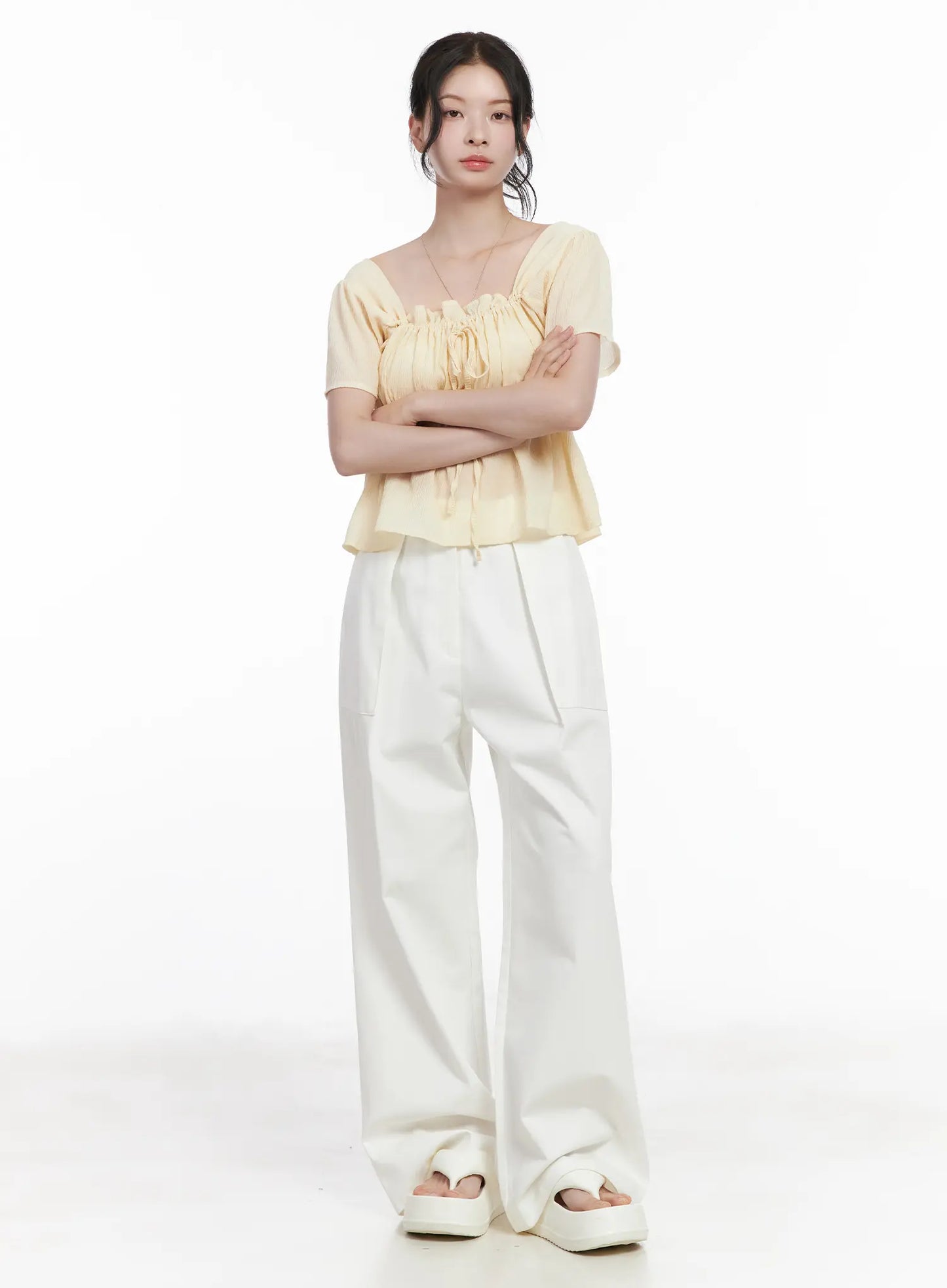 Chiffon Ruffle Short Sleeve Blouse CA510