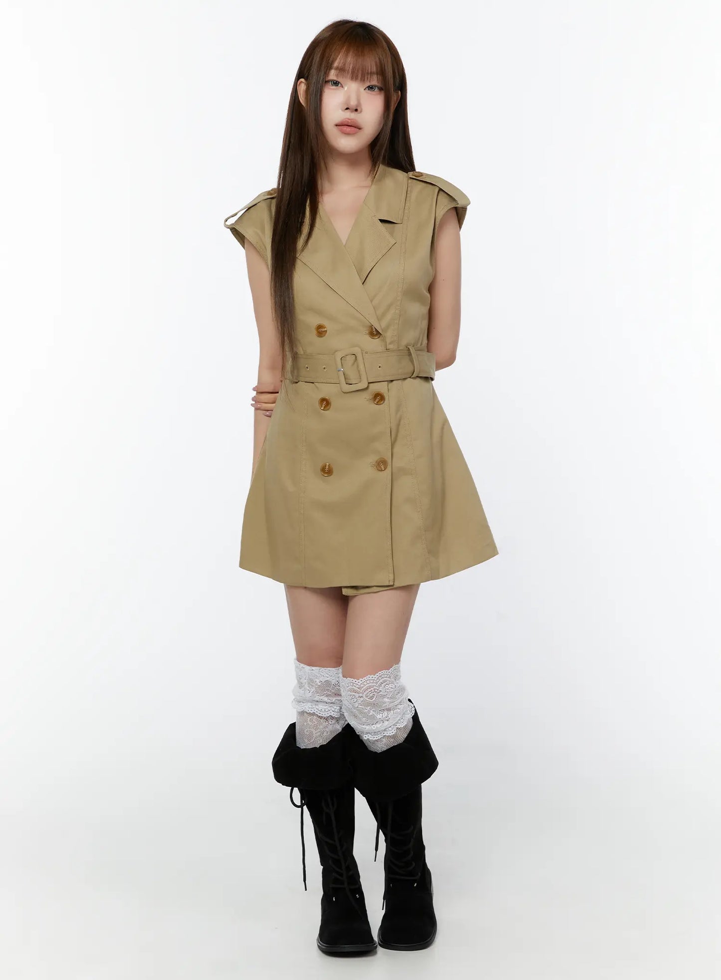 Belted Trench Mini Dress CY519