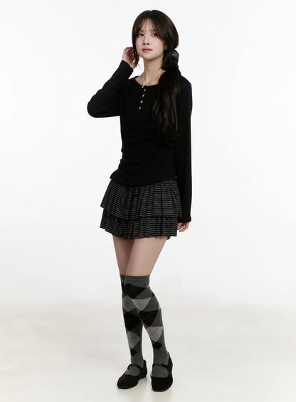 Button Accent Long Sleeve Top CM510