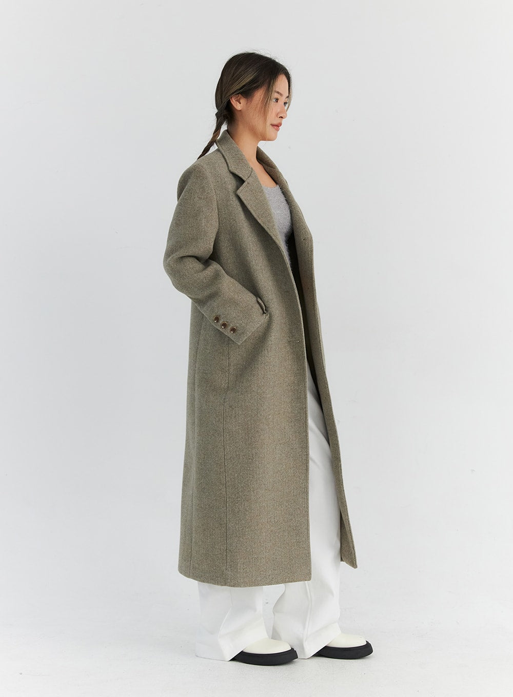 Button Tailored Maxi Coat CN309