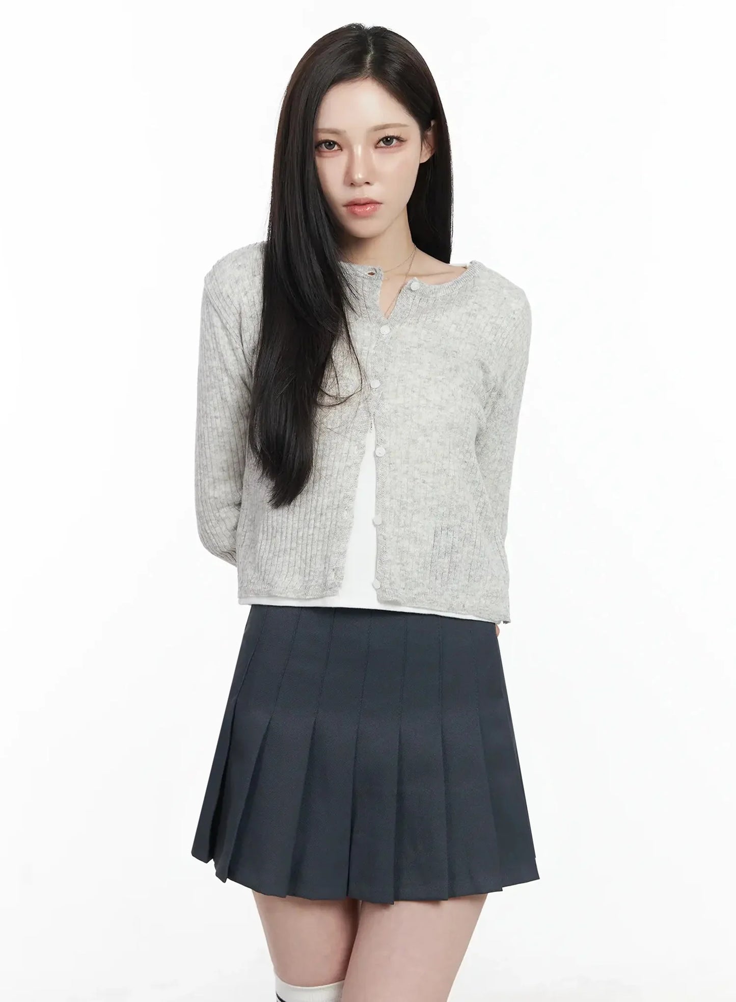 Basic Ribbed Cardigan IJ528