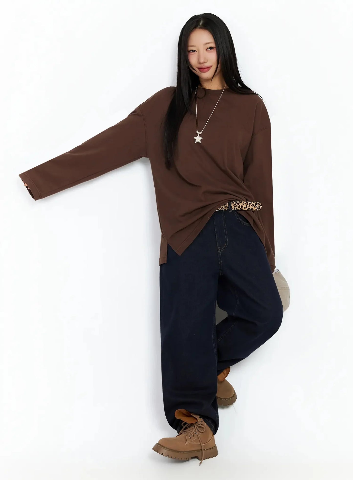 Annette Dark-Wash No-Fade Baggy Jeans IA507
