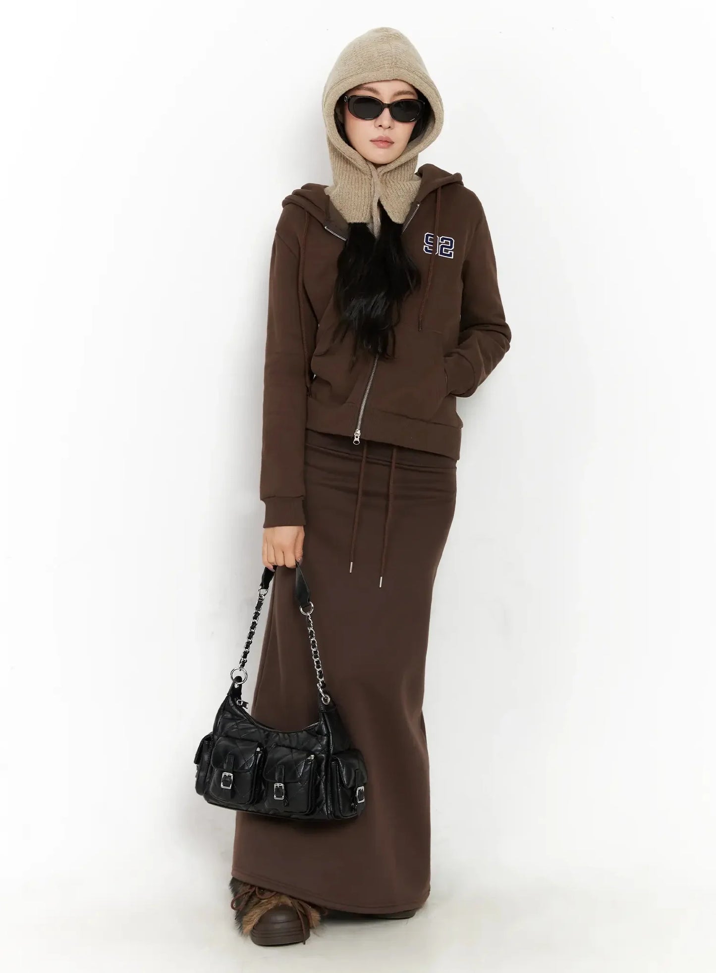 Buttoned Knit Hood Hat IN528