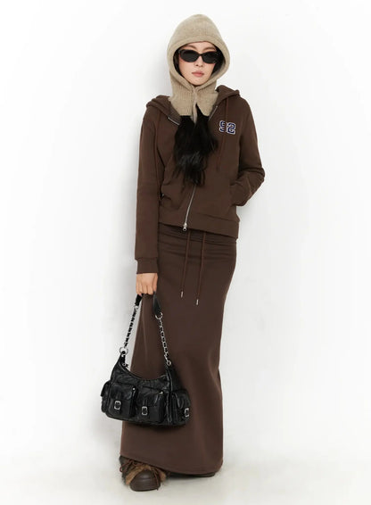 Buttoned Knit Hood Hat IN528