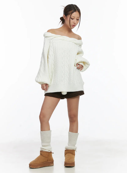 Cable Knit Pom-Pom Shorts CJ512