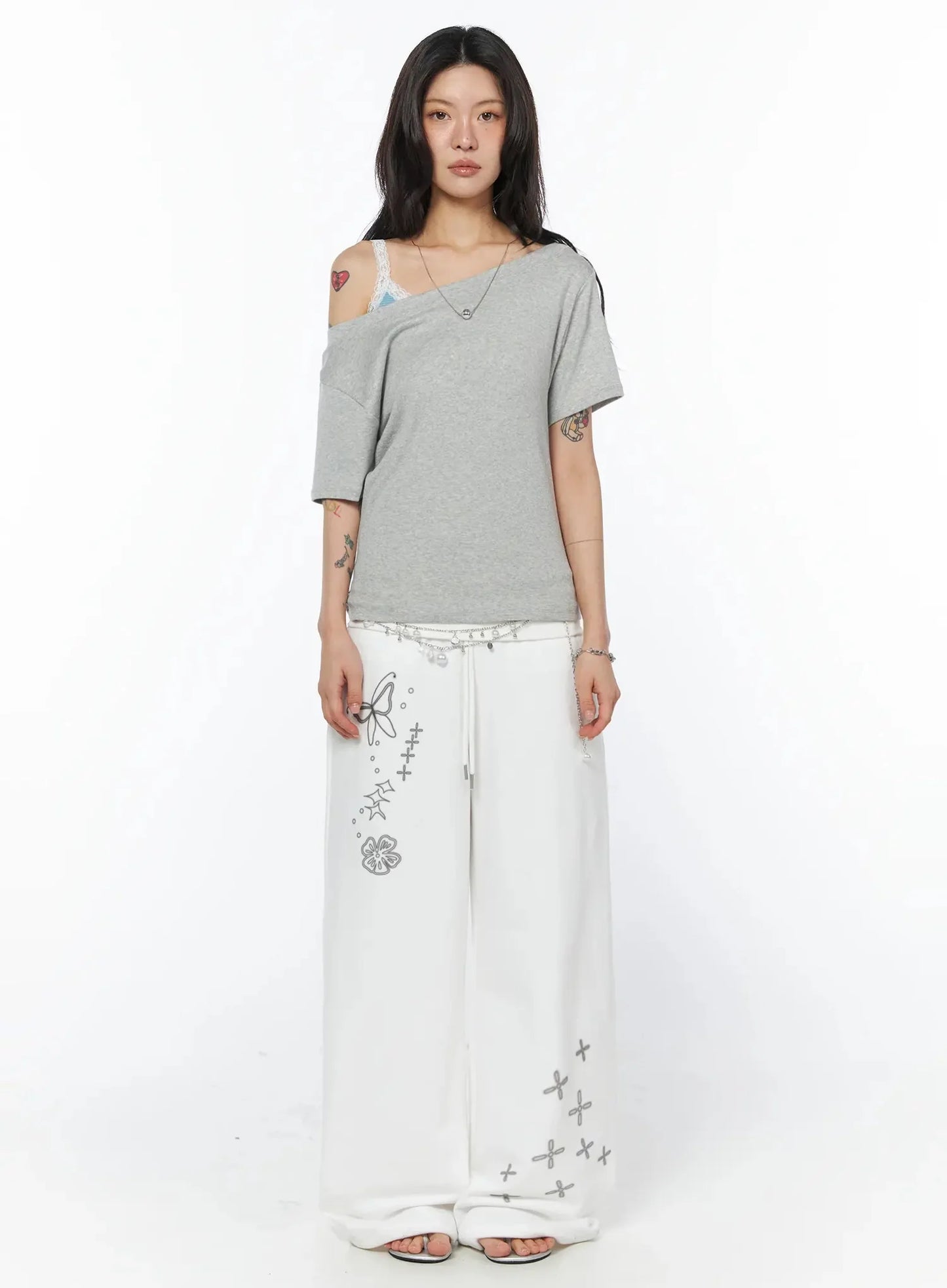 Casual One-Shoulder Oversized Tee IU508
