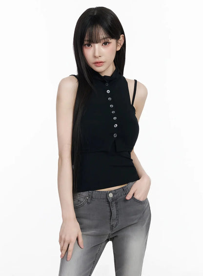 Button-Up Tank and Cardigan Duo IY511