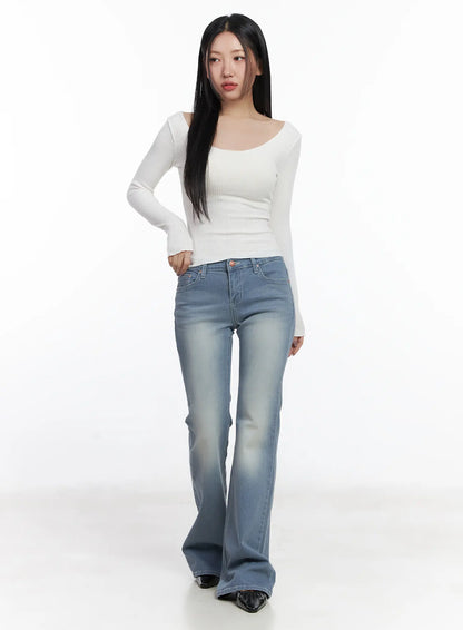 Basic V-Neck Ribbed Long Sleeve Top CF503