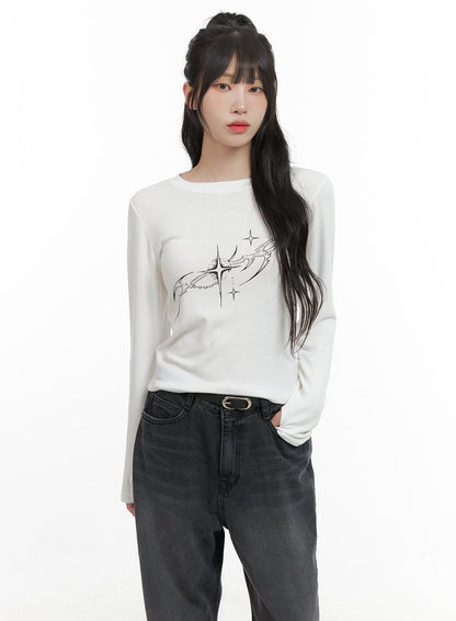 Acubi Graphic Print Long Sleeve Top CG421