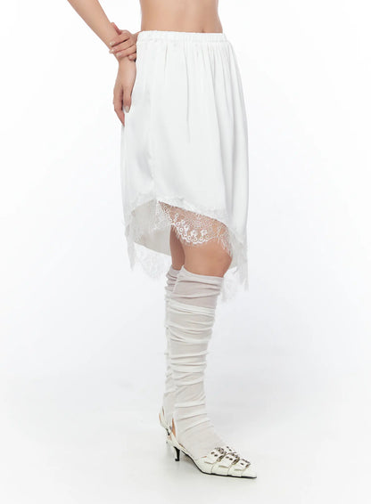 Asymmetrical Lace Midi Skirt CY512