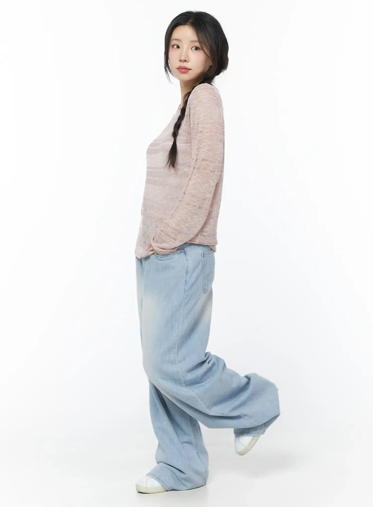 Avena Wide Leg Washed Jeans CY522
