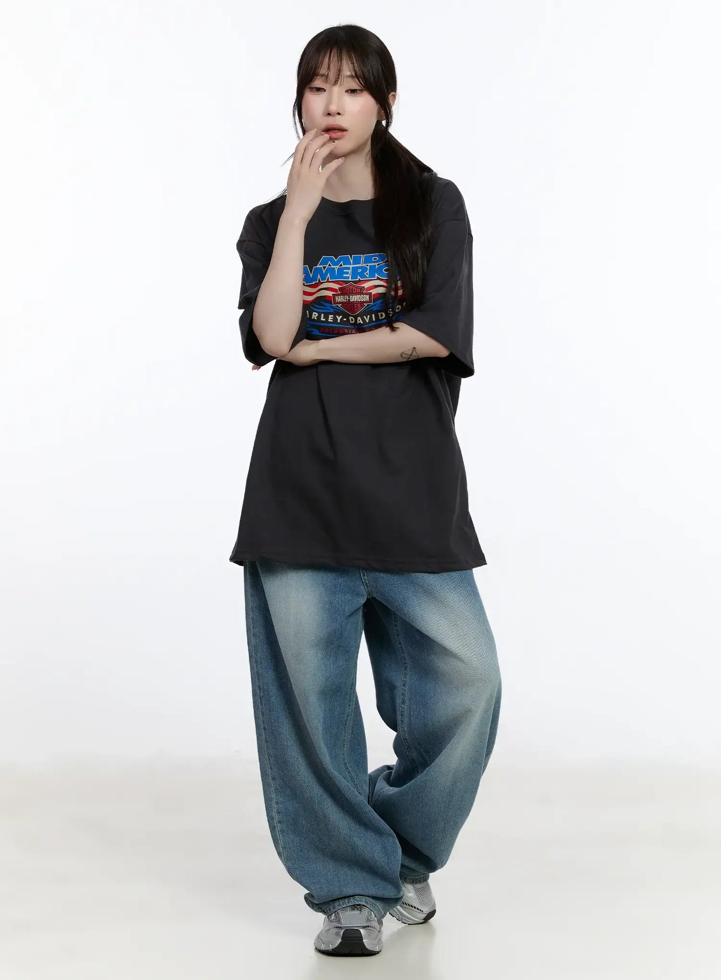 Clar Washed Wide Leg Jeans CA503