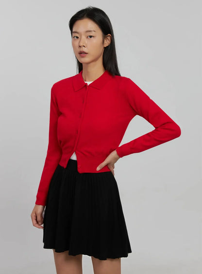 Collar Crop Cardigan IJ508