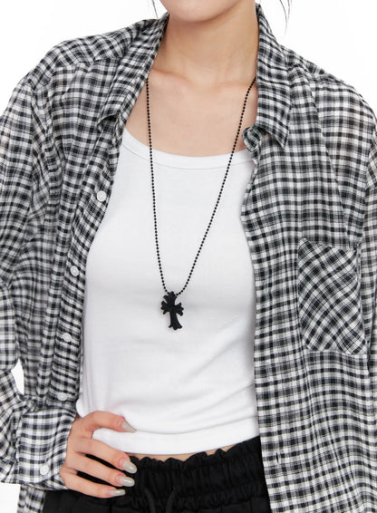 Black Cross Pendant Necklace CL528