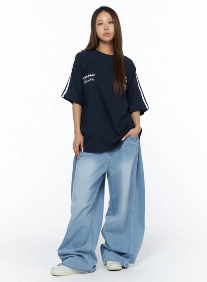 Casual Striped Sleeve Tee CA516