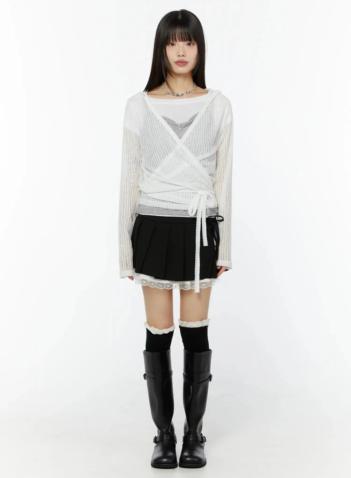 Chic Lace Wrap Hoodie Cardigan IU518