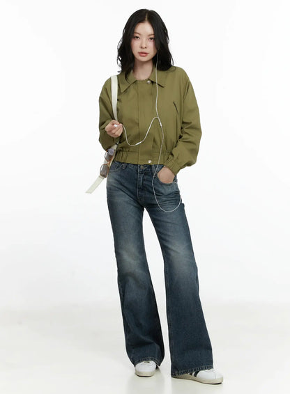 Casual Cropped Utility Jacket F502