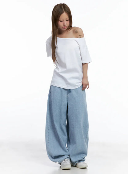 Casual Off-Shoulder Loose-Fit Tee CL511