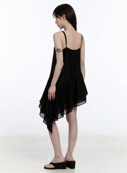 Asymmetric Hem Chiffon Mini Dress CA501
