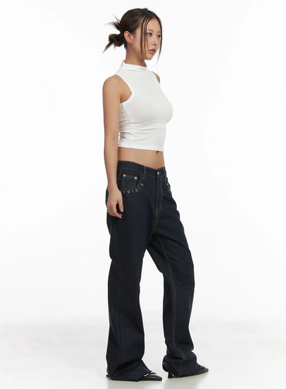 Basic Bock Neck Crop Tank CJ512