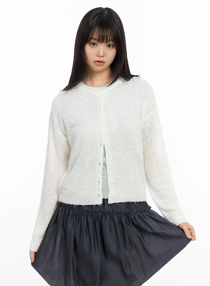 Basic Crew Neck Cardigan IA523